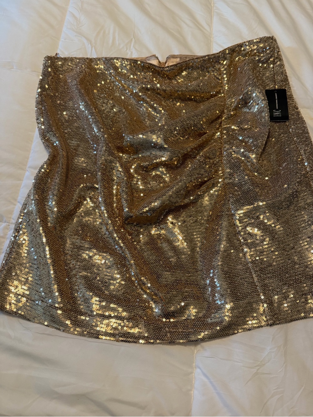 INC International Concepts Metallic Gold Sequin Mini Skirt